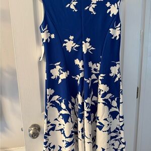 Elegant Blue and White Floral Dress